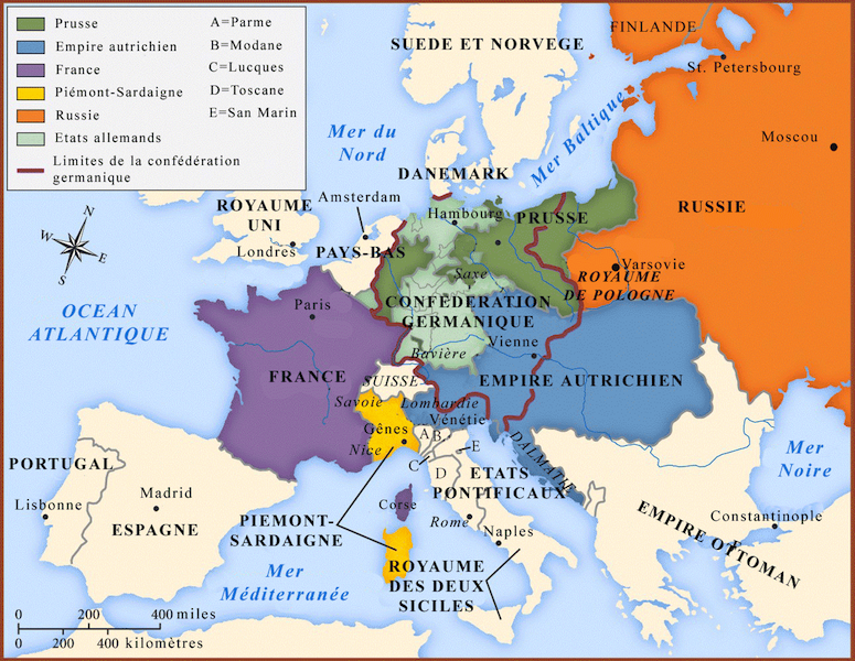 Carte du congrès de Vienne_histoire 4ème