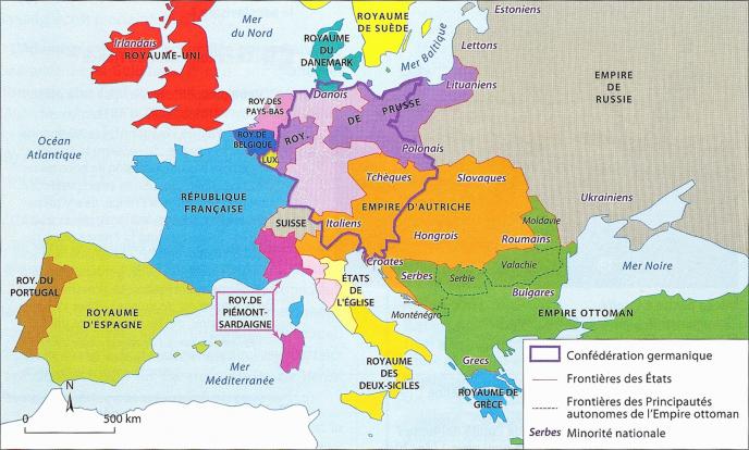 Carte Europe 1848